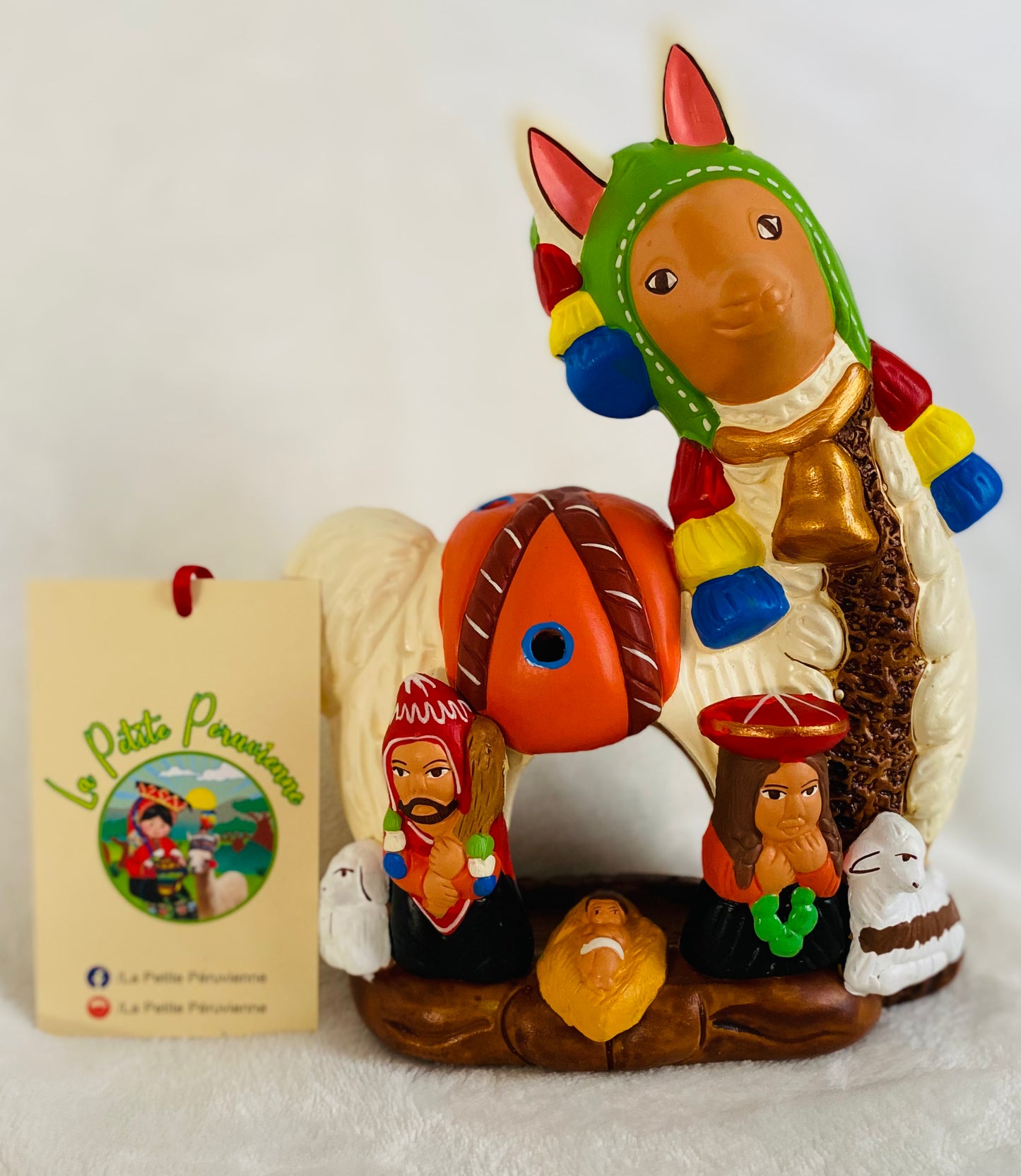 Crèche de Noël Andine dans Lama - Modèle bougeoir