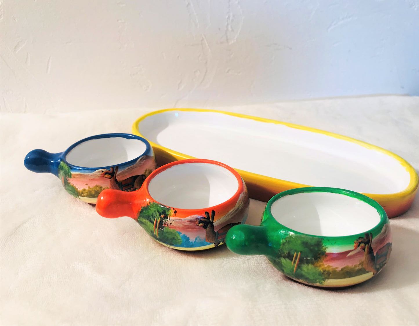 Plateau avec 3 petits bols en céramique