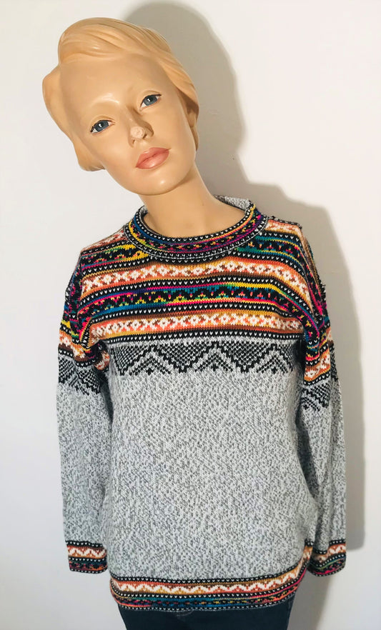 Pull-over péruvien à col rond coloré pour femmes